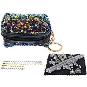 Jewelry Essentials Kit With Black Sequin Zippered Pouch